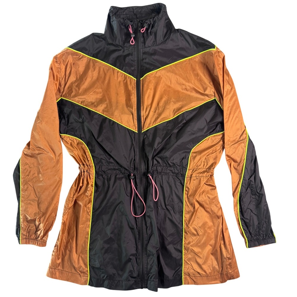 Urban‎ Outfitters Women Colorblock Windbreaker Jacket Copper Black Neon Small